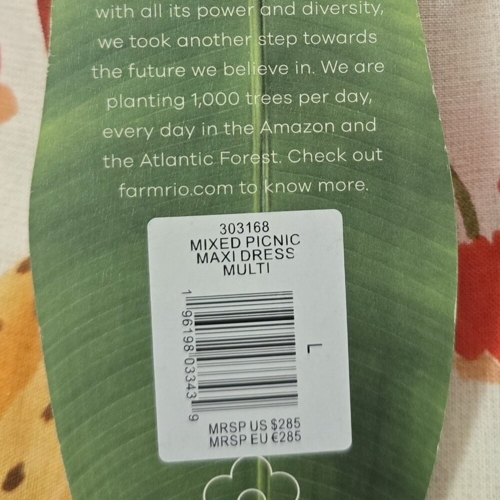 NWT Farm Rio Mixed Picnic Vibrant & Sexy Low Cut Summer Maxi Dress Size L - Picture 14 of 16